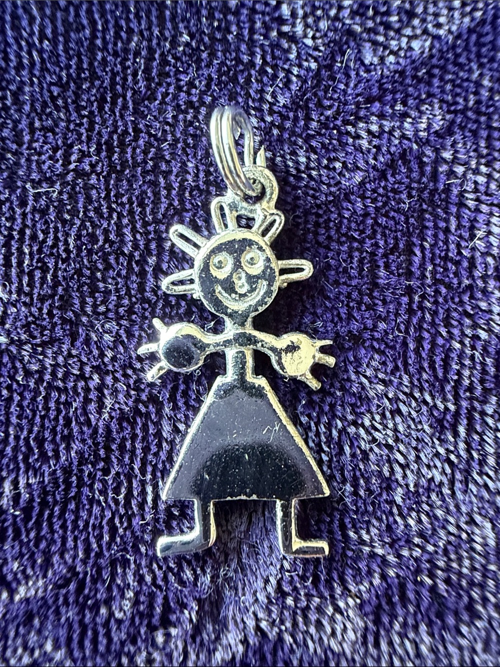 Vintage 925 sterling silver girl charm pendant, child’s drawing